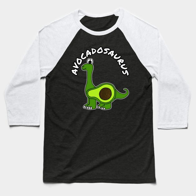 Avocadosaurus Avocado Dinosaur Diplodocus Healthy Eating Vegan Baseball T-Shirt by doodlerob